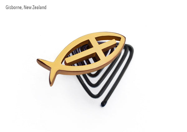 custom design gold jewellery cross fish for the beard styling