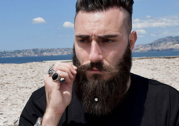 Krato Milano beard crystal jewellery for stylish bearded guy
