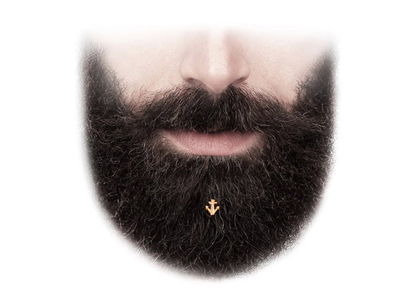 gold anchor beard bling hair decoration made in Italy Krato Milano gift for him